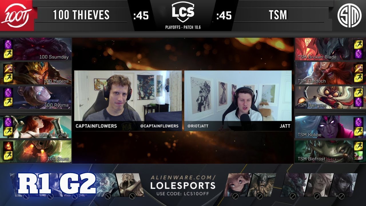 100 Thieves vs TSM - Game 2 | Round 1 PlayOffs S10 LCS Spring 2020 | 100 vs TSM G2