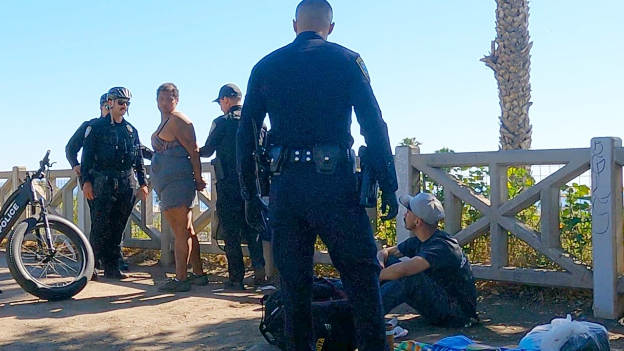 Palisades Park Arrest - SMPD Arrest Woman Drinking in Park