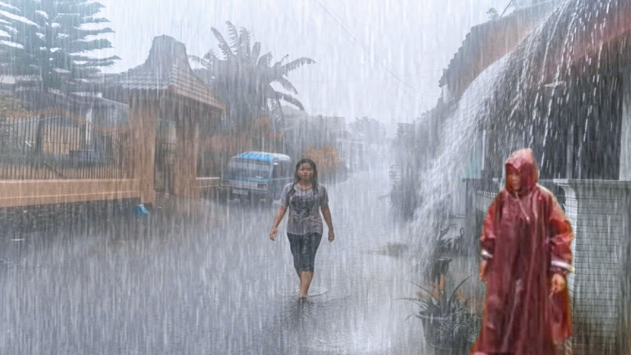 Very Horrifying!⛈️The Biggest Crazy Rainstorm and Fierce Lightning in Rural Indonesia l Sleep