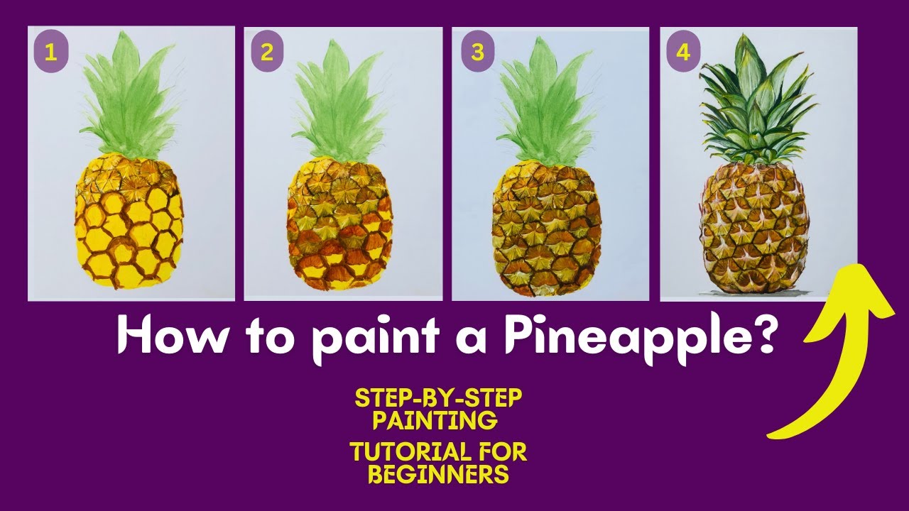 How to paint Pineapple (step by step painting) #painting