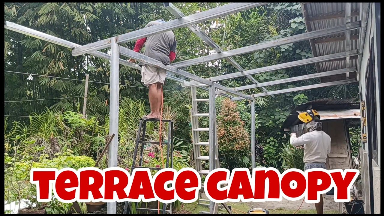 DIY. terrace canopy,, steel trusses