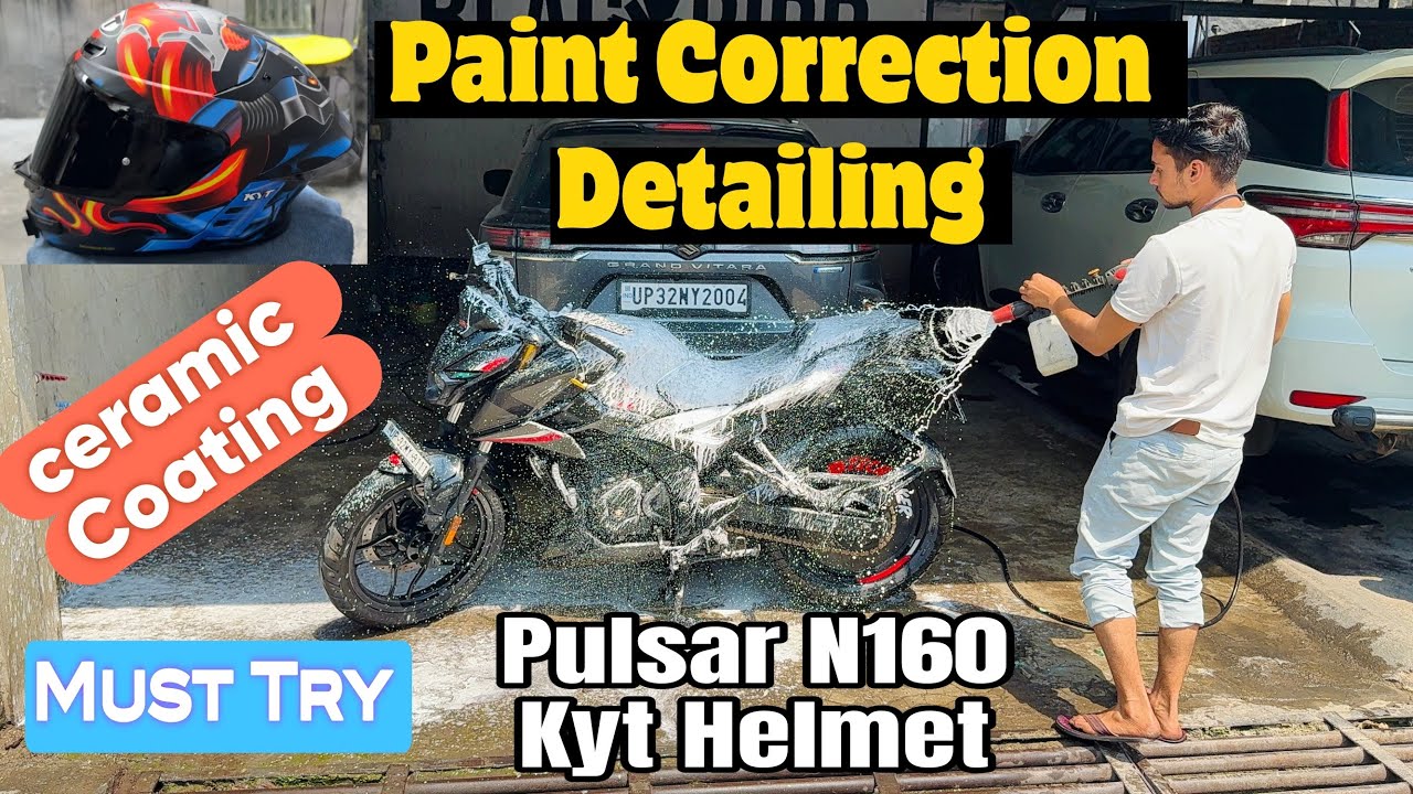 Bajaj Pulsar N160 Paint Correction || Detailing || Ceramic Coating || Kyt Helmet Ceramic Coating