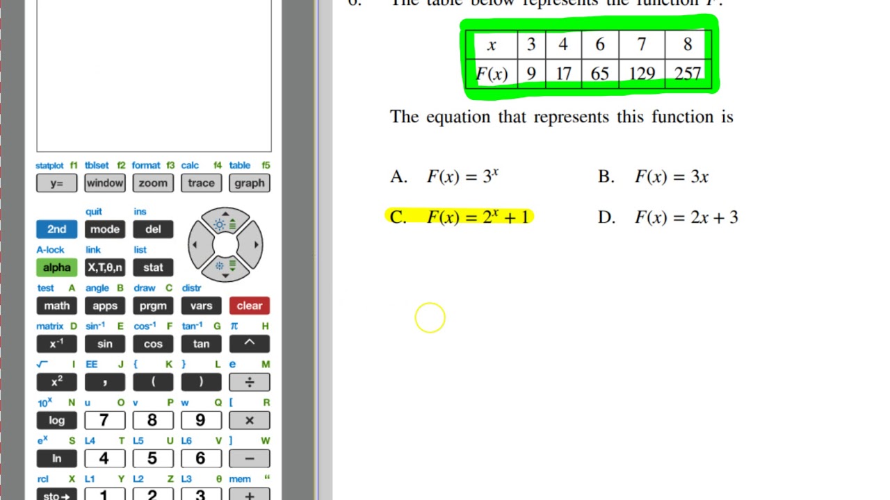 Helpful Calculator Hints for Multiple Choice on the Algebra 1 Regents