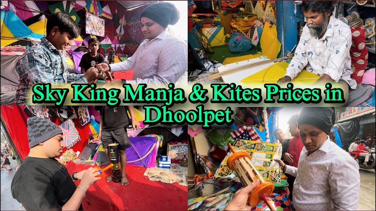 Kites 🪁 & Sky King 👑 Manja Prices💰in Dhoolpet 😱 #skykings #manja #kites #kitemaking #satish_liker 