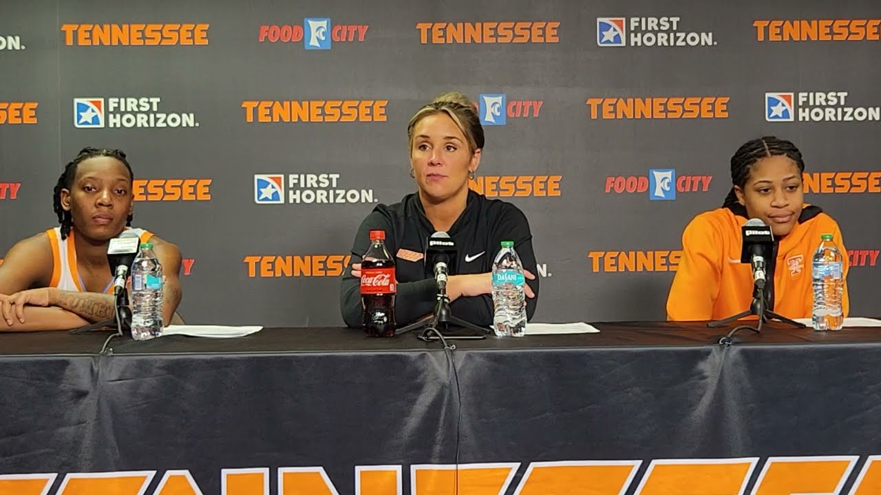 Lady Vols Coach Kim Caldwell, Talaysia Cooper, Jewel Spear post-game vs. LSU
