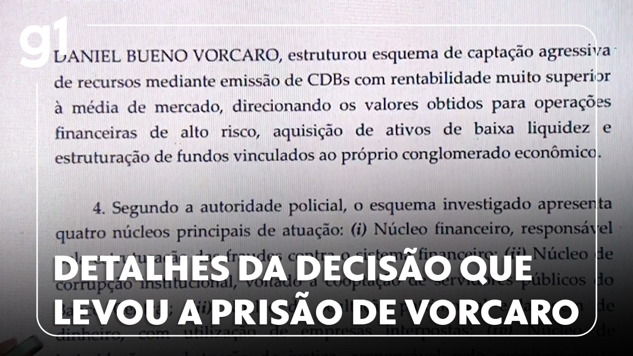 Decisão que levou a prisão de Vorcaro cita organização criminosa, danos bilionários e ameaça