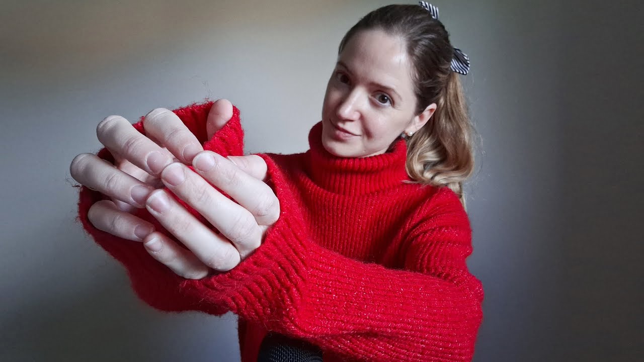 ASMR hand sounds with tongue clicking, fabric sounds and whispering for sleep - relaxing cozy tingly