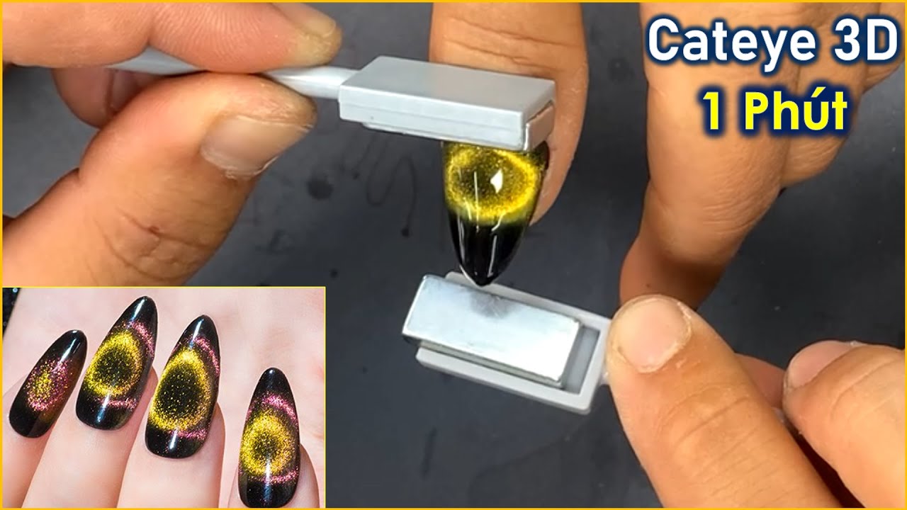 Cách Làm Cateye 3D chỉ 1 phút, dễ làm trên nền bột đen | Smile Truong