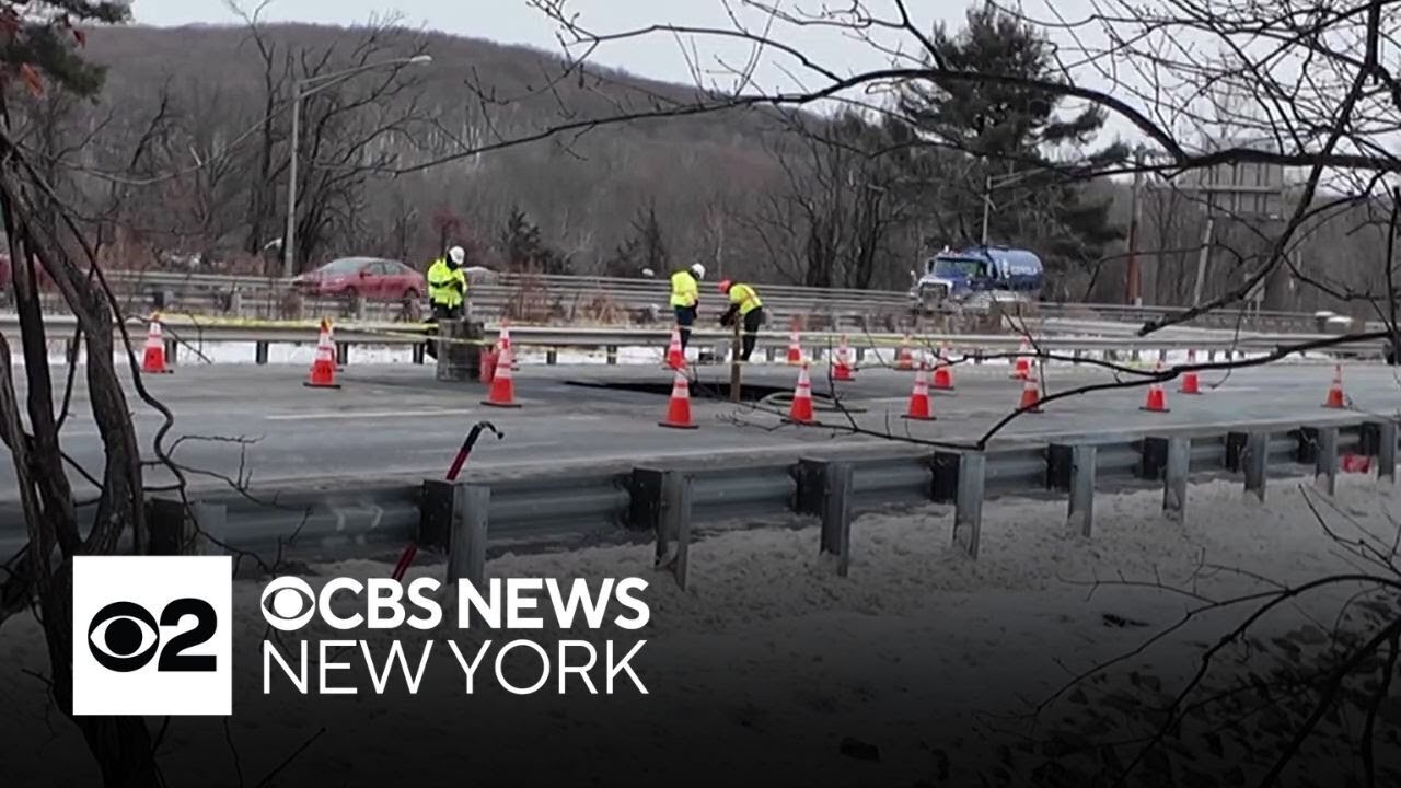 Sinkhole on I-80 in Wharton, New Jersey keeps eastbound lanes closed