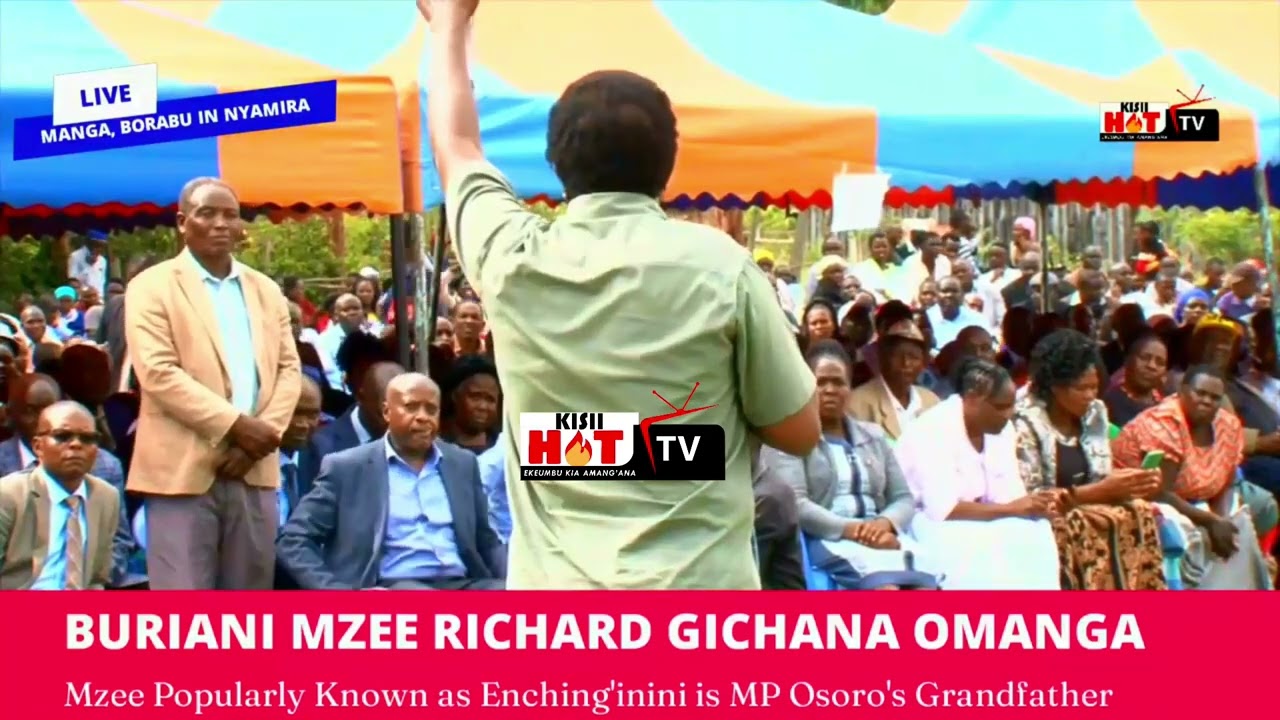 RAILA'S RIGHT HAND MAN 'RIROBA' AKA TIMOTHY BOSIRE GIVES AN ELECTRIC SPEECH DURING GICHANA'S BURIAL.