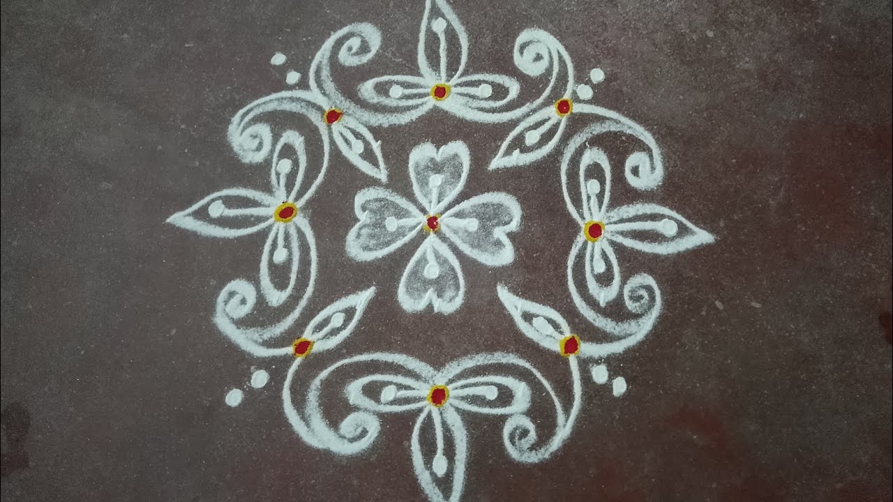 7*1 dots simple&easy koolam design# YouTube videos#rangoli video#viral videos#trending videos