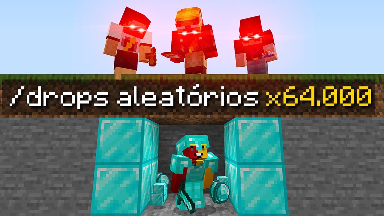 3 CAÇADORES vs 1 SPEEDRUNNER com DROPS ALEATÓRIOS E MULTIPLICADOS NO MINECRAFT