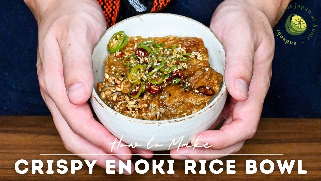 Crispy Enoki Mushroom Rice Bowl (Best Recipe I've Made This Year!!)