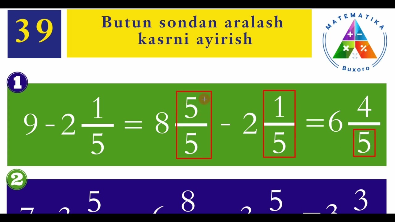 39-DARS | BUTUN SONDAN ARALASH KASRNI AYRISH