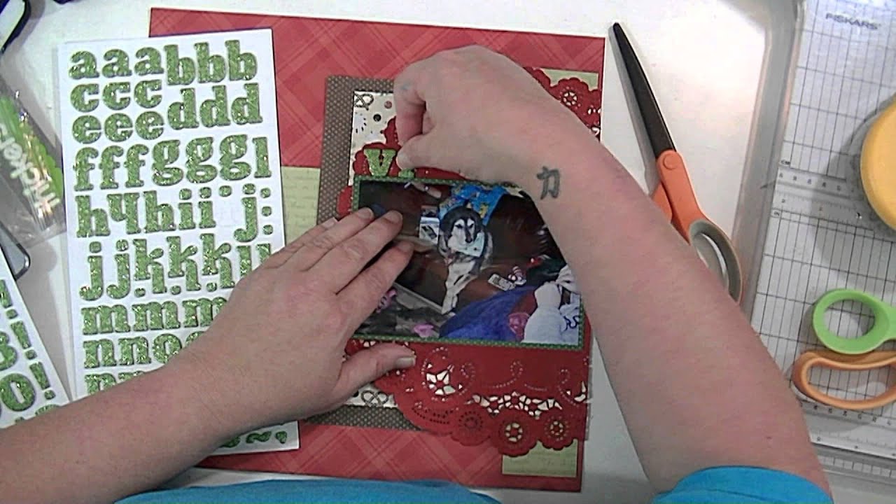 Scrapbooking Process Video: Visions of Dog Bones - Double Page Layout
