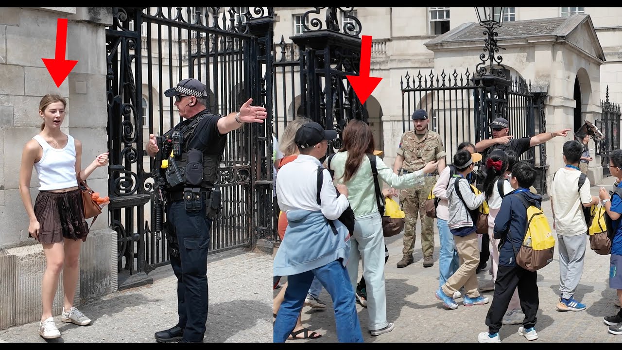 Excuse Me!! This side!! Behind the Bollards!! King’s Horse Doesn’t Want to Be on Duty.