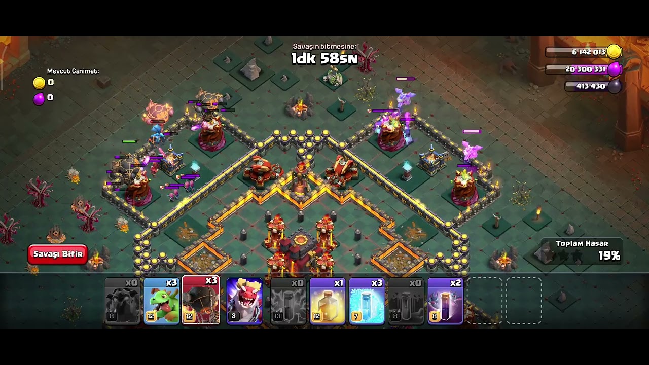 CEHENNEM KACAMAKLARI 3 YILDIZ ALMA- CLASH OF CLANS EN KOLAY ŞEKİLDE ÜÇLEME
