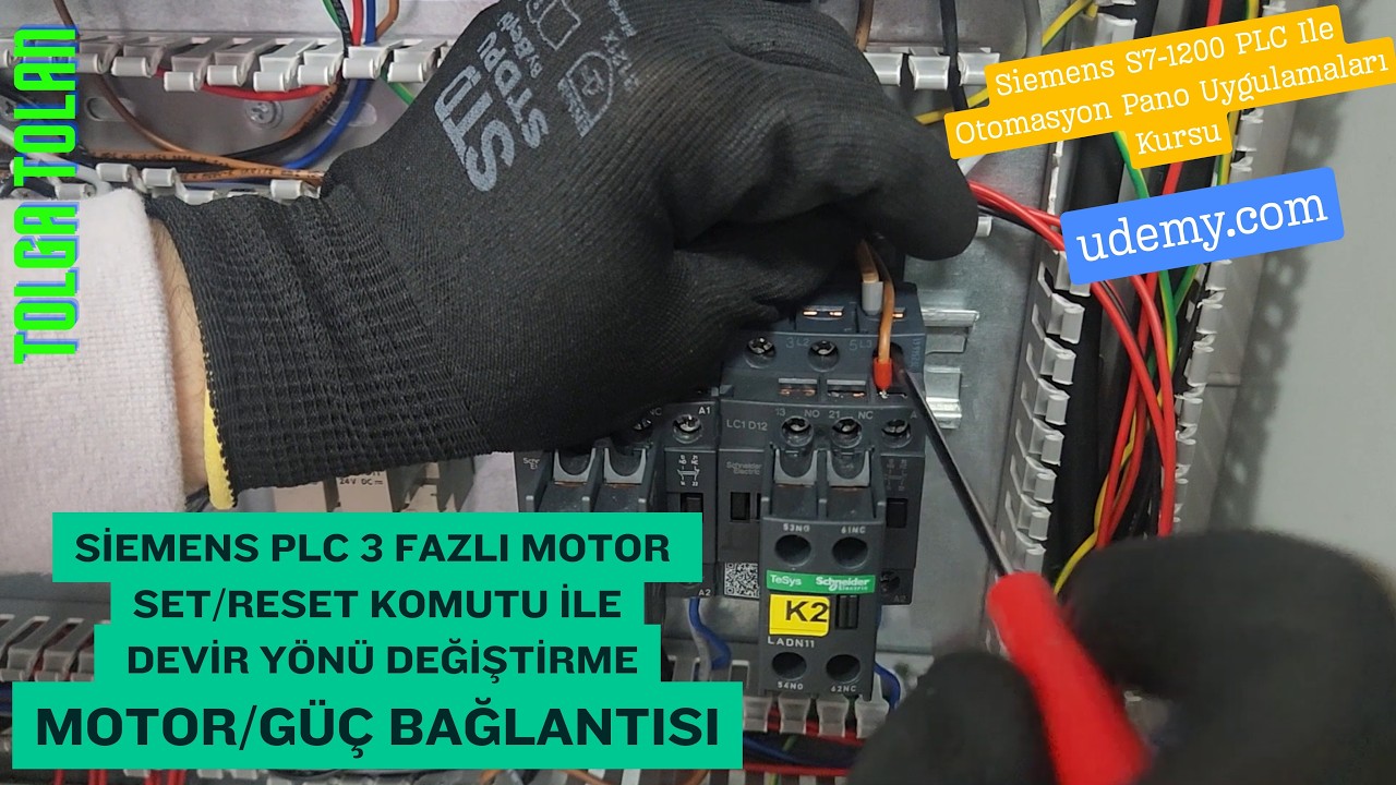 👍3 Fazlı Motor Set-Reset Komutu ile Devir Yönü Değiştirme Motor/Güç Bağlantıları
