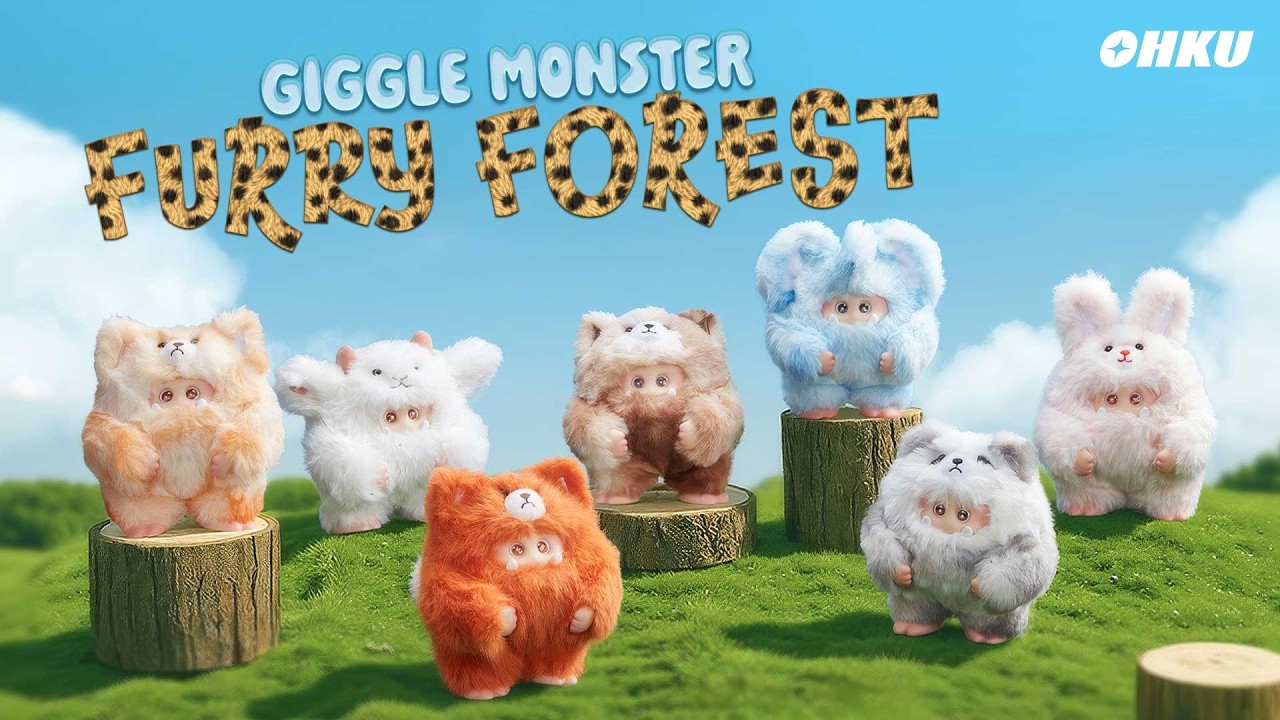 Распаковка плюшевой игрушки OHKU Giggle Monster Furry Forest Series | Обзор закрытой коробки с ви...
