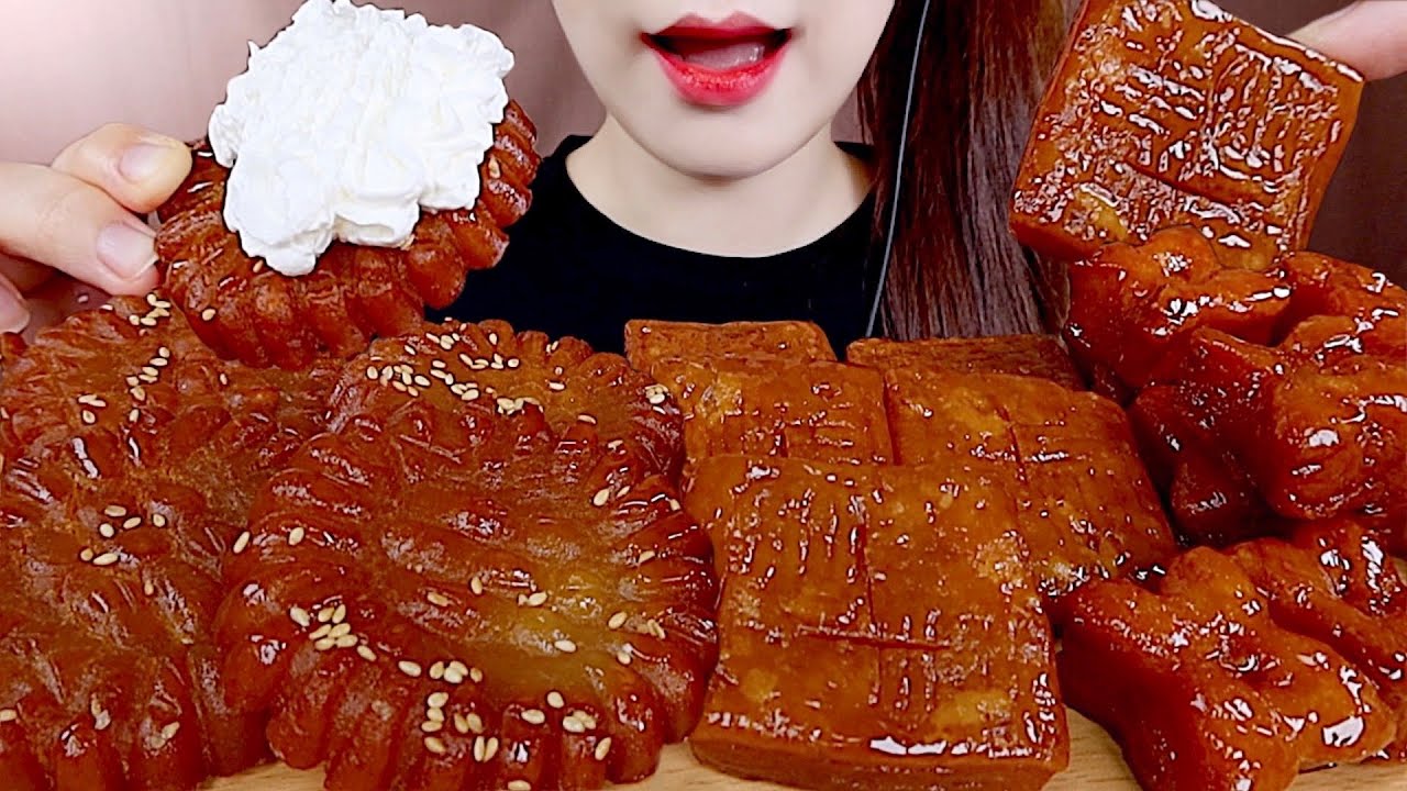 ASMR 꾸덕한 약과, 휘핑크림 먹방 KOREAN TRADITIONAL COOKIE YAKGWA, WHIPPED CREAM MUKBANG eating sounds