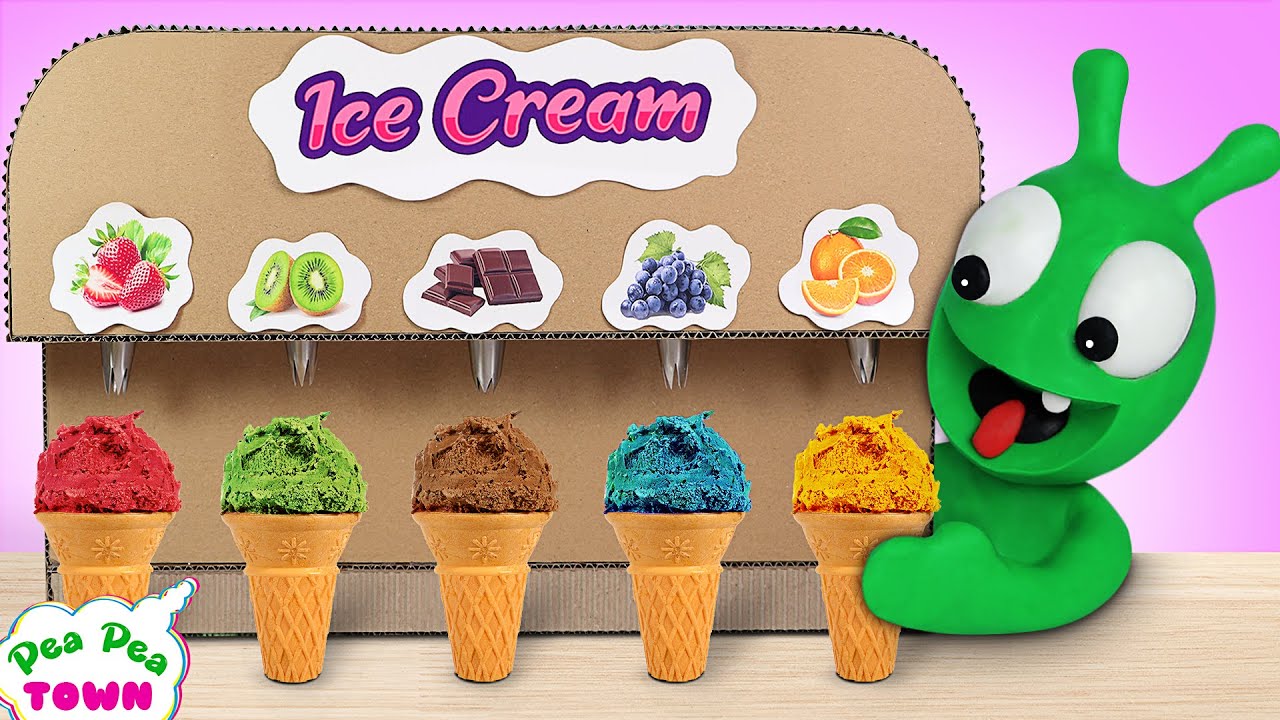 Colorful Giant Ice Cream Machine | Pea Pea Town | Cartoon for Kids