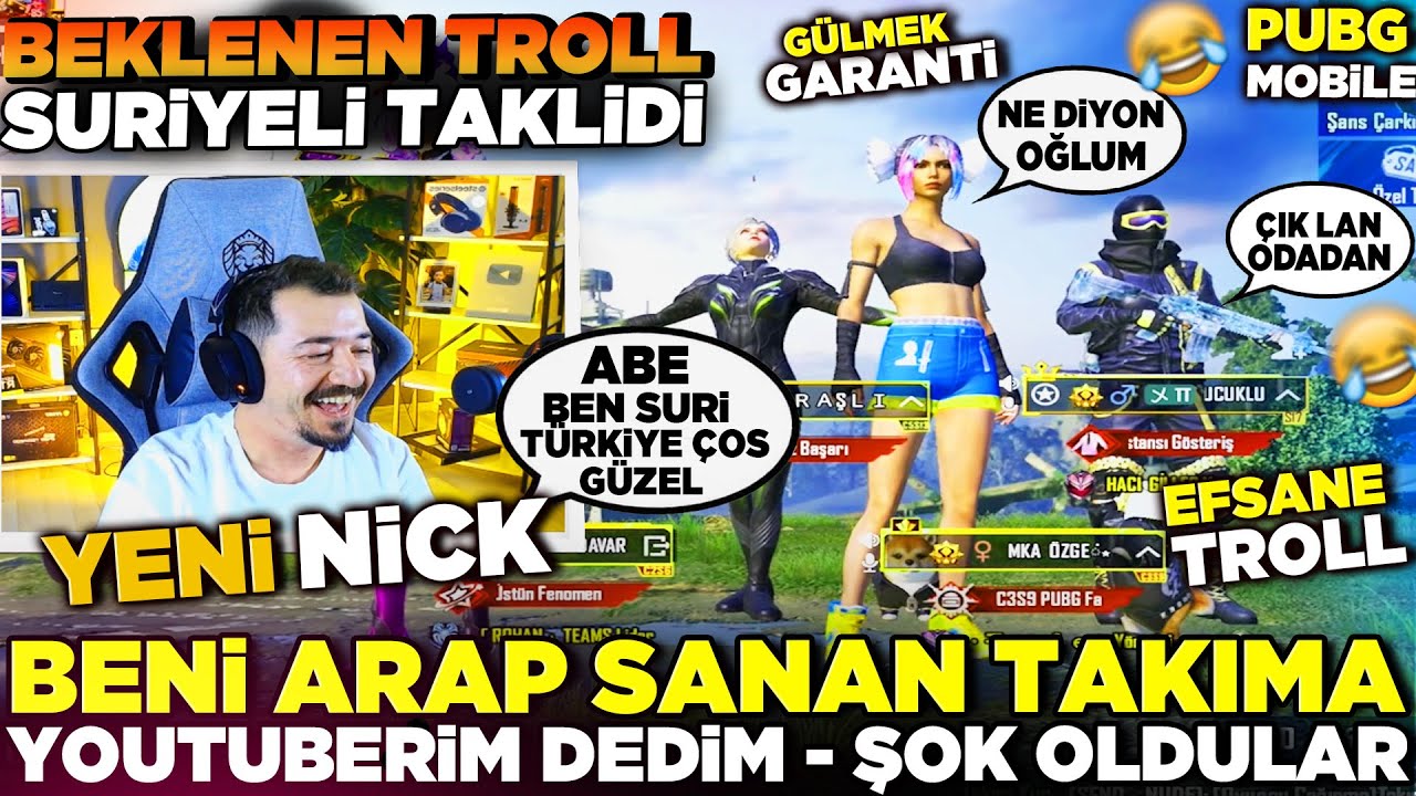 YENİ NİCK ! BENİ ARAP SANAN TAKIMA YOUTUBERİM DEDİM ŞOK OLDULAR - PUBG MOBİLE TROLL