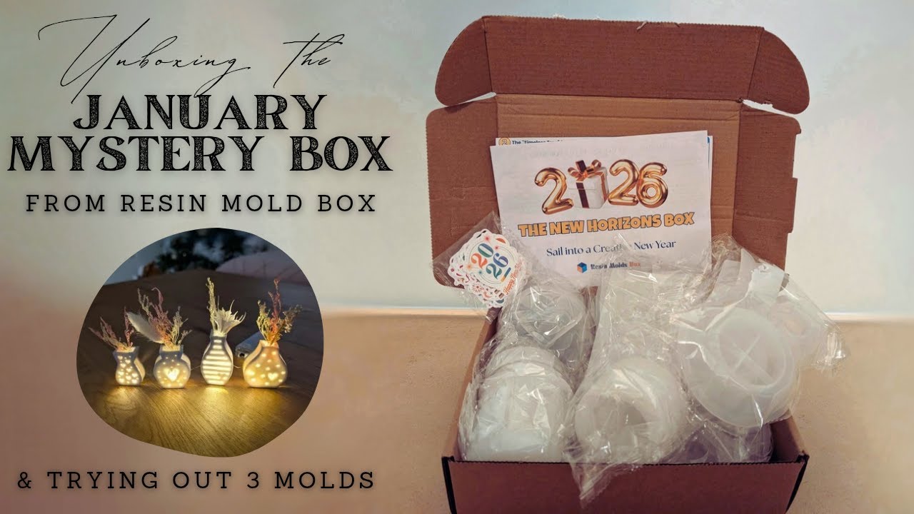 UNBOXING the January MYSTERY BOX from Resin Mold Box & trying out 3 molds