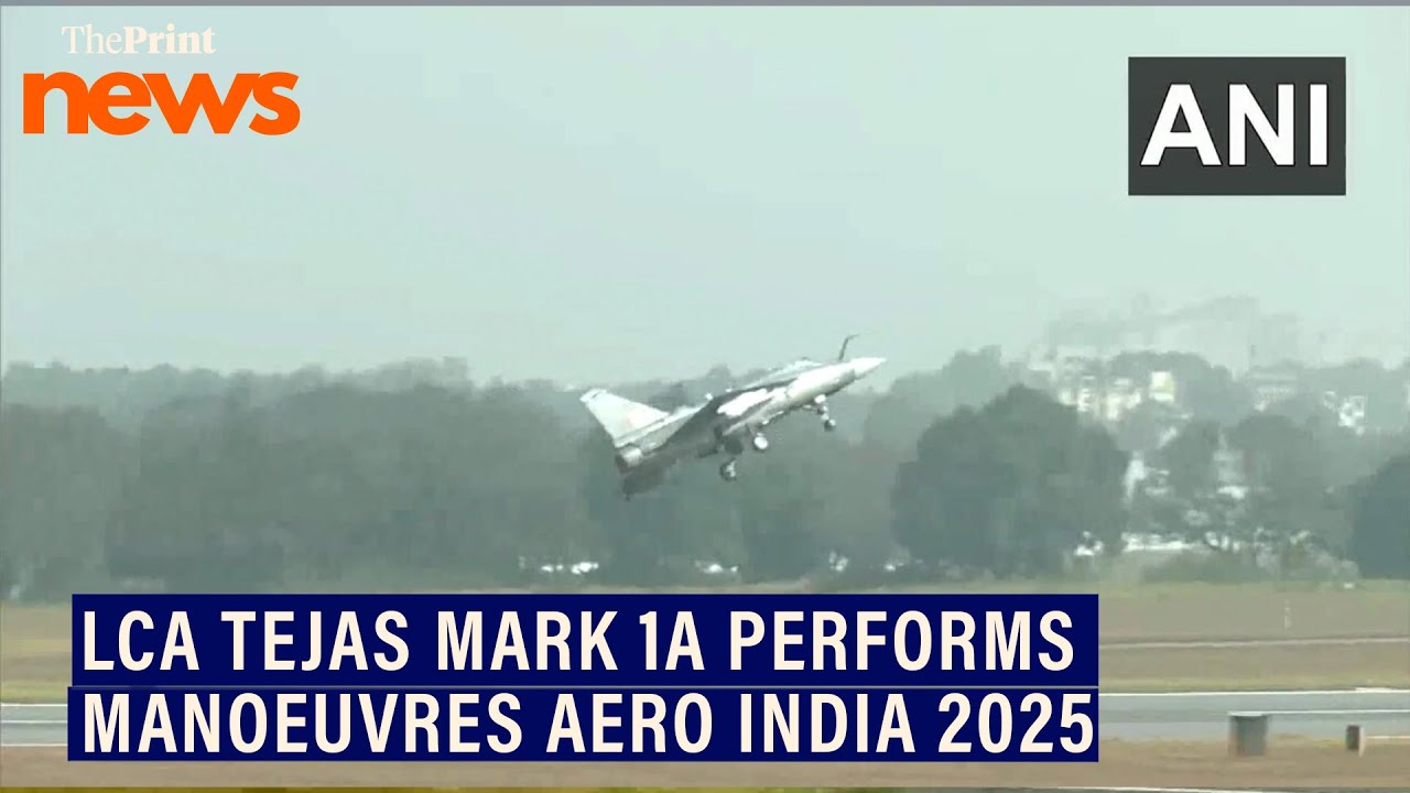LCA Tejas Mark 1A performs manoeuvres during Aero India 2025 in Bengaluru