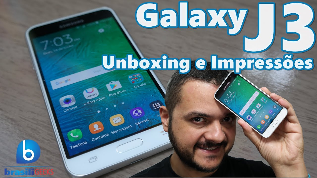 Galaxy J3 2016 - Smartphone Bom e Barato! Unboxing e Impressões em Português!
