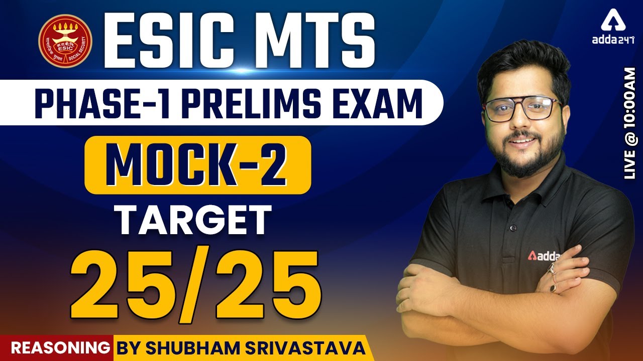 ESIC MTS 2022 | ESIC Reasoning | Target 25/25 | Mock #2 | Shubham Srivastava