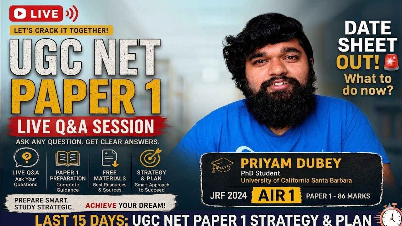 UGC NET Paper 1 Q&A | Date sheet out | Last 15 Days Kya Karein?