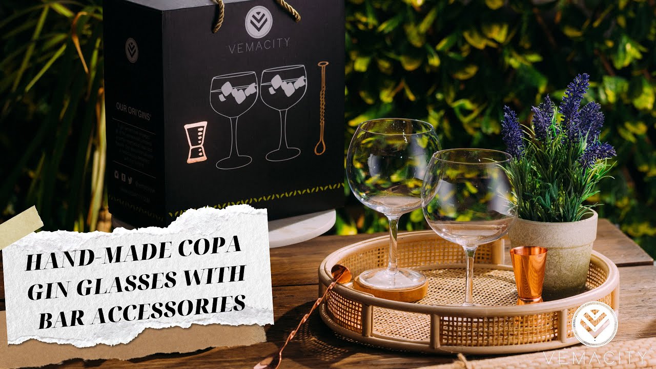 Hand-made Copa Gin Glass Set with Premium Bar Accessories
