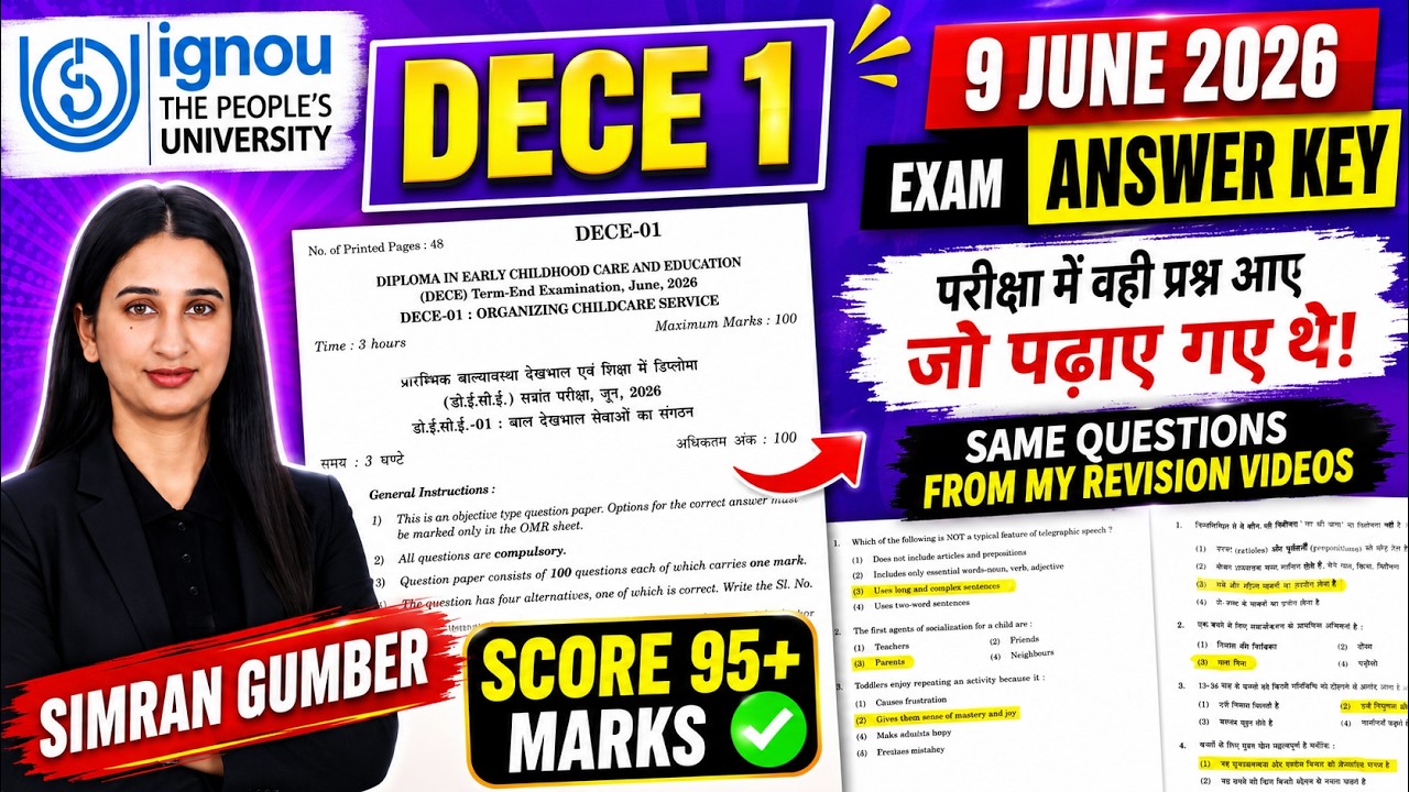 DECE 1 9June 2026 Answer Key IGNOU Level Up Learning Simran Gumber