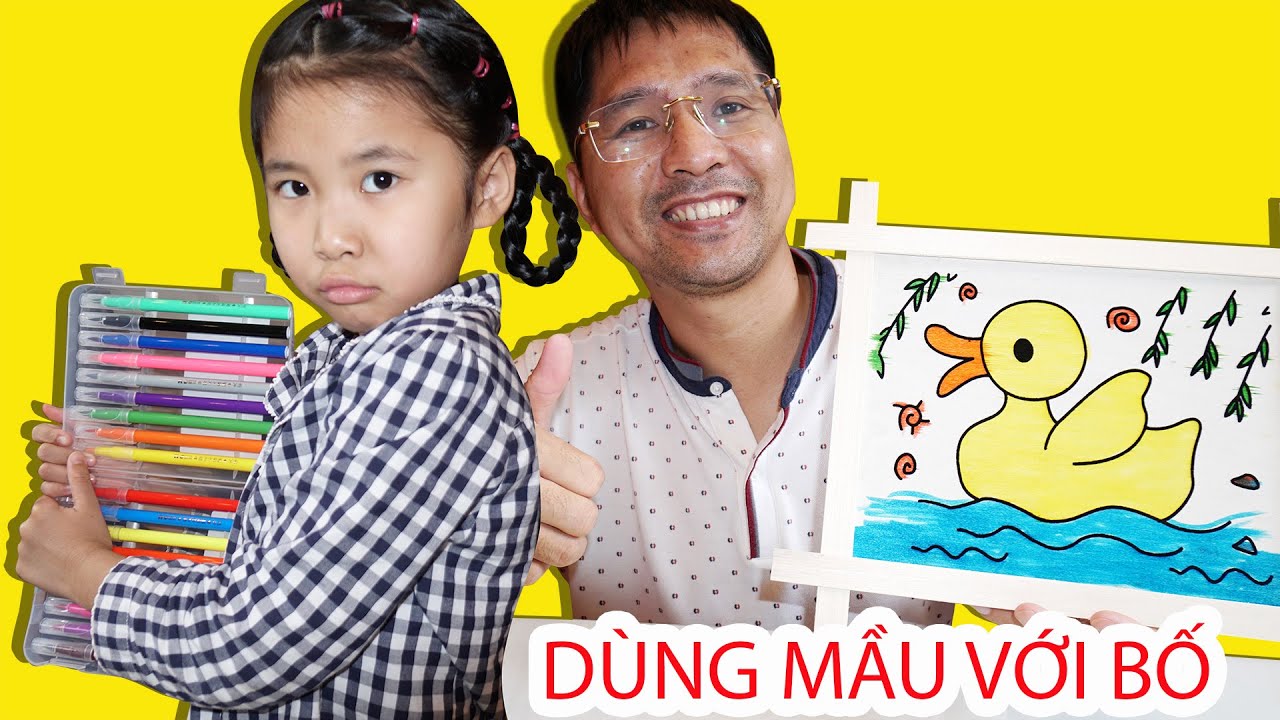 Dùng Chung Hộp Màu – Bé Bún Tô Màu Tiên Cá – Bố Bé Bún Tô Màu Con Vịt