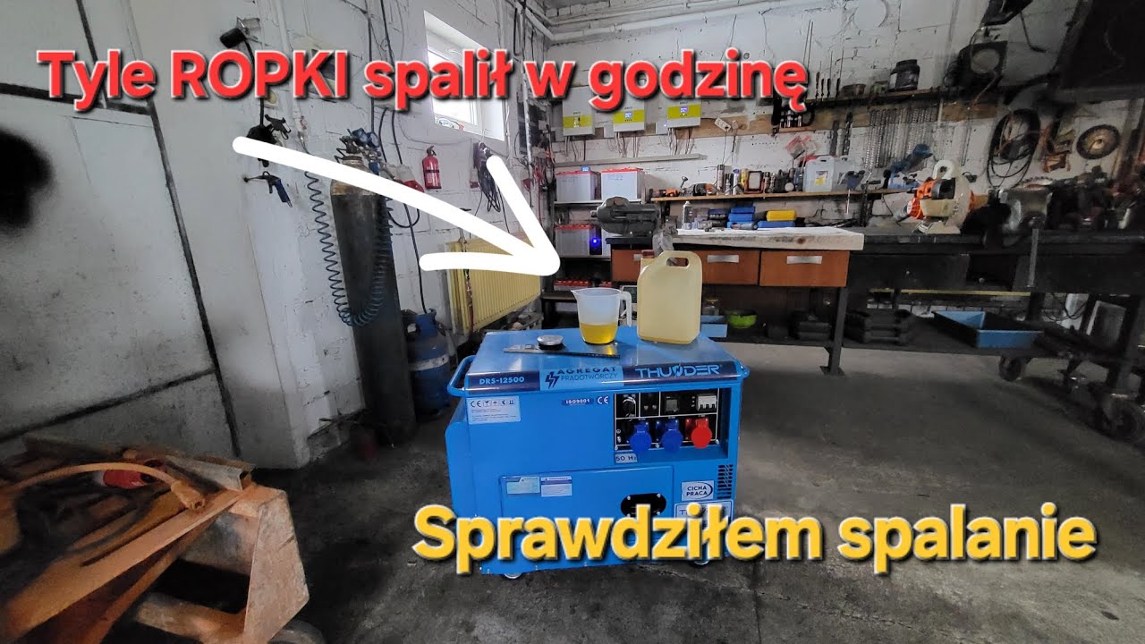 Agregat prądotwórczy Diesel Thunder DRS12500 ładuję magazyn przez MPPT - posumowanie spalania
