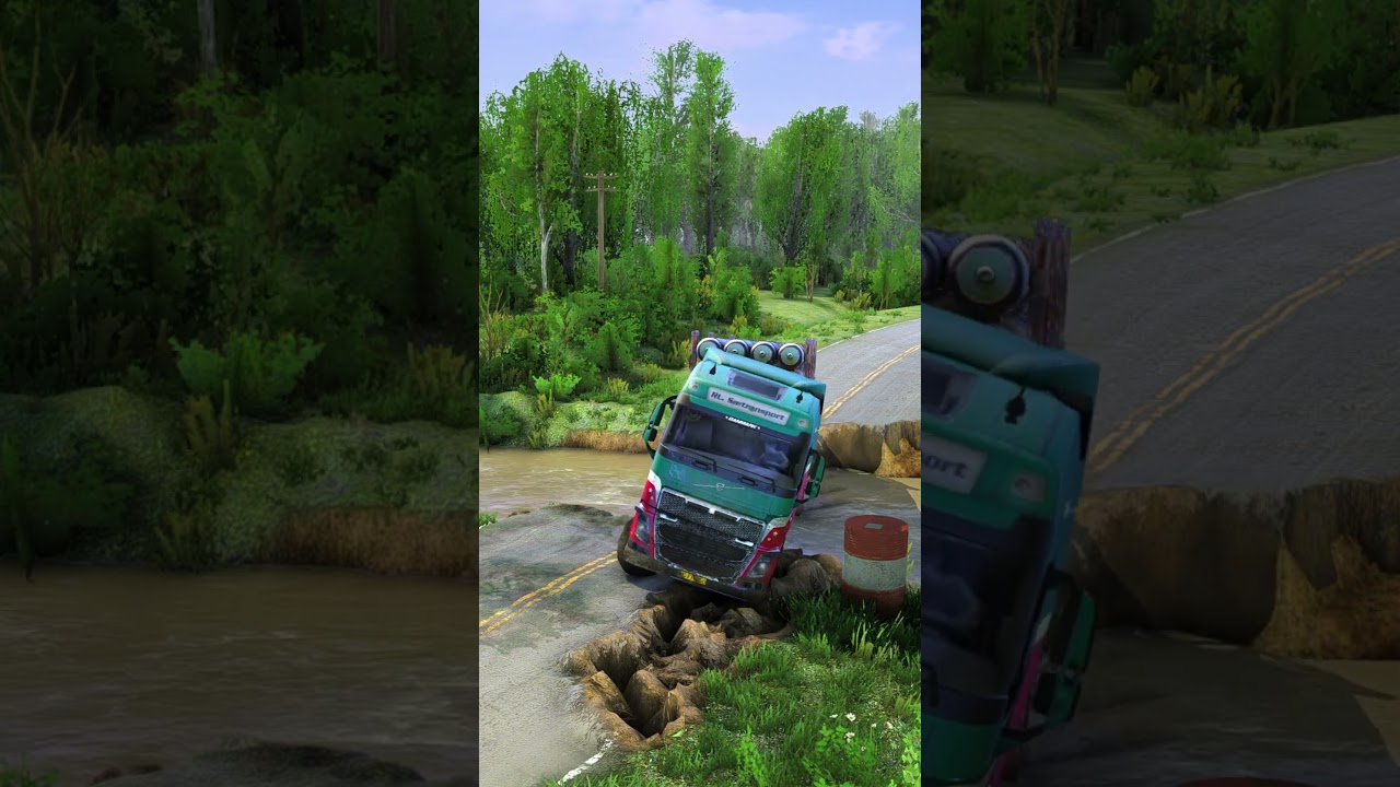 Terrifying crossing: the struggle of a heavy-laden truck to conquer a deadly river route