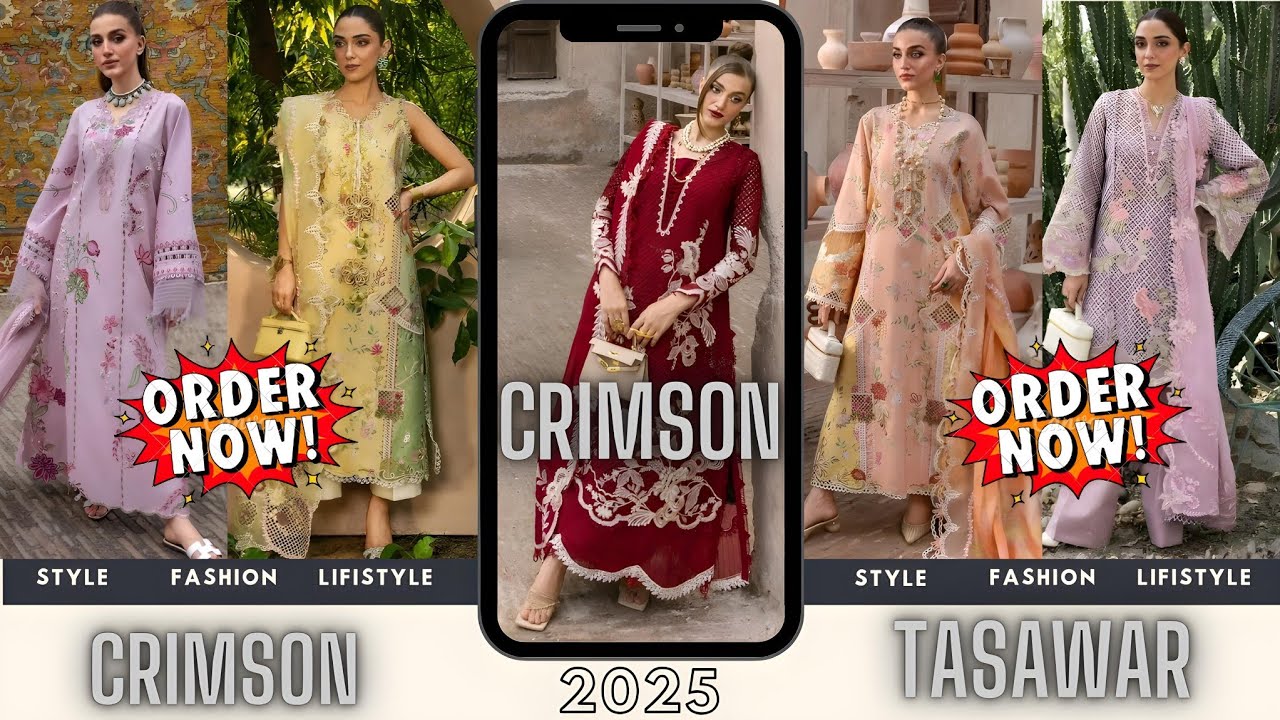 Crimson🤩New Luxury🔥Unstitched Lawn Collection Eid Volume 2025