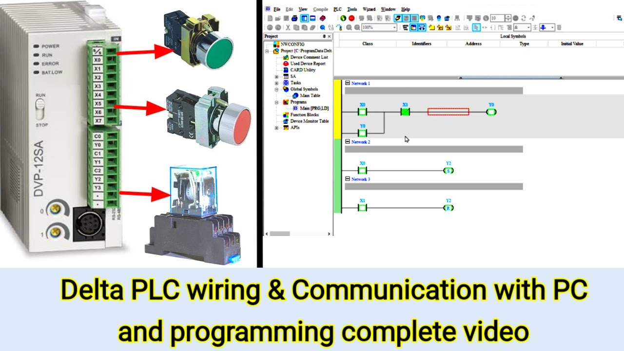 Delta PLC wiring & communication with computer |Upload & Download PLC program|DELTA PLC Programming|