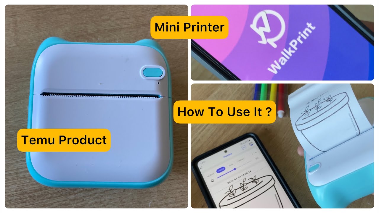 Mini Portable Wireless Printer 🖨️ From Temu | USA | Demo In English