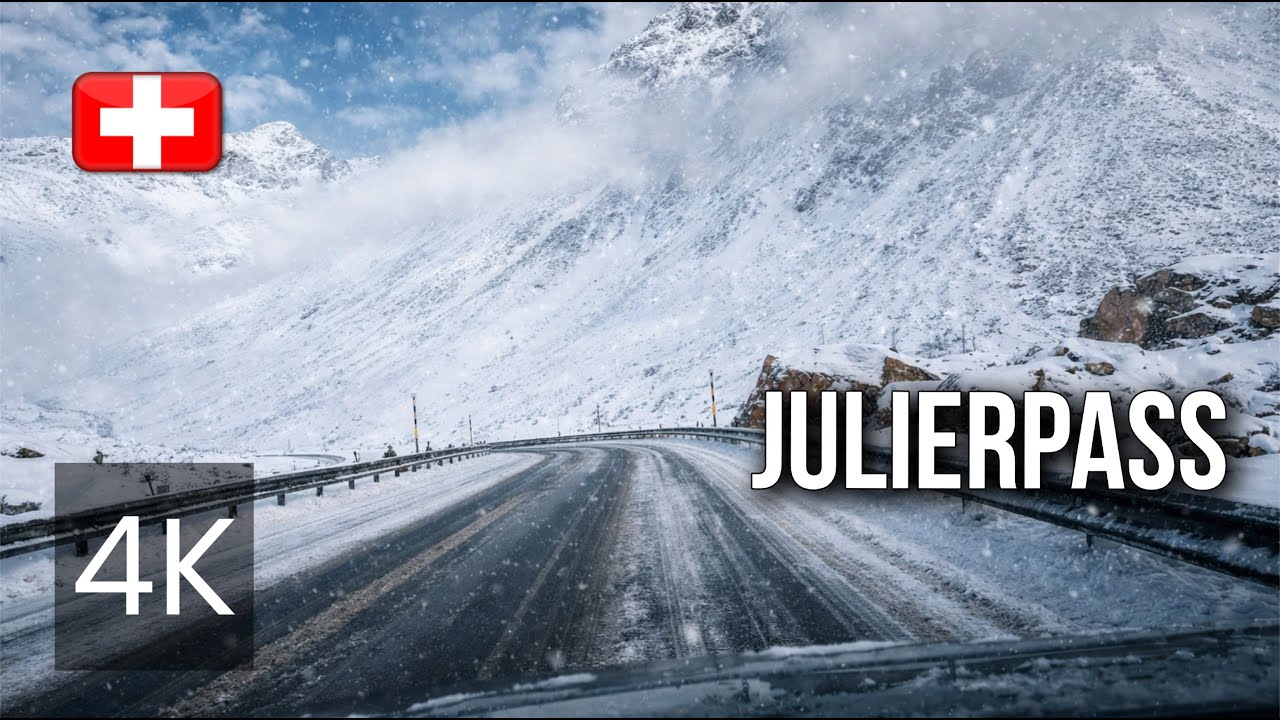 INTENSE SNOW Drive on JULIERPASS 🇨🇭❄️ St. Moritz - Savognin | 4K Scenic Driving Tour