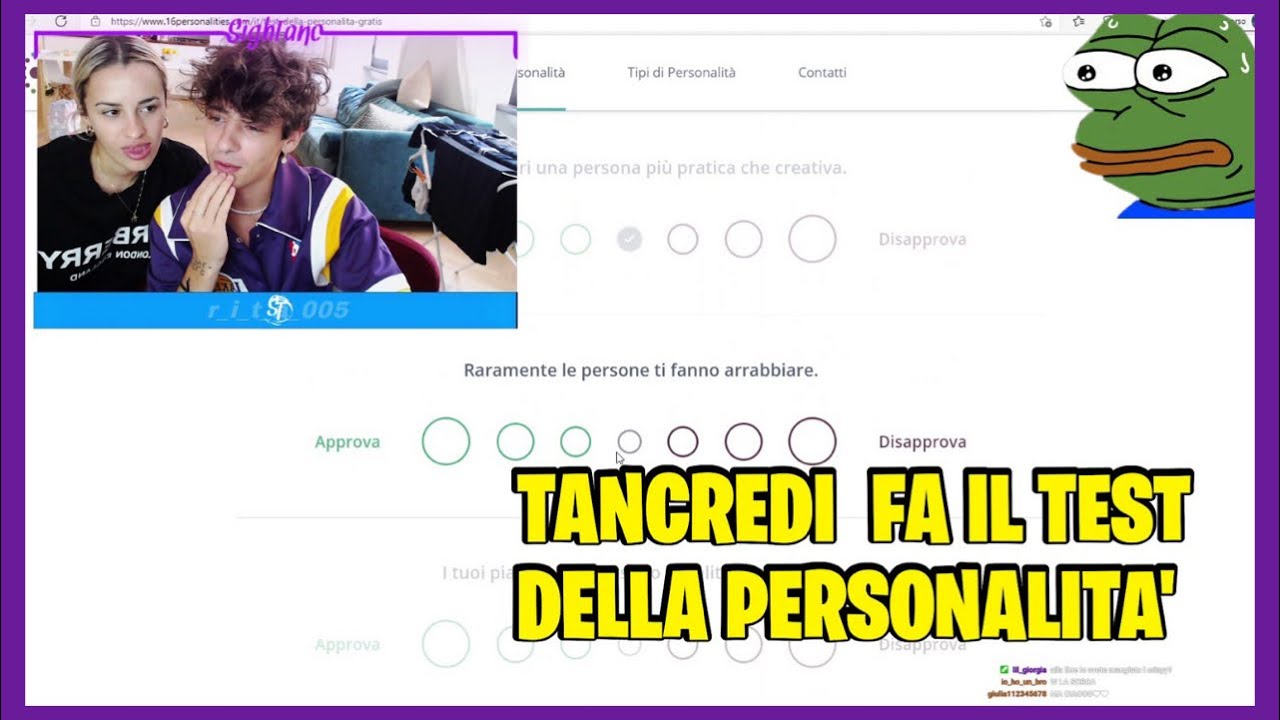 TANCREDI GALLI FA IL TEST DELLA PERSONALITA' CON PEIA | SIGH TANC LIVE