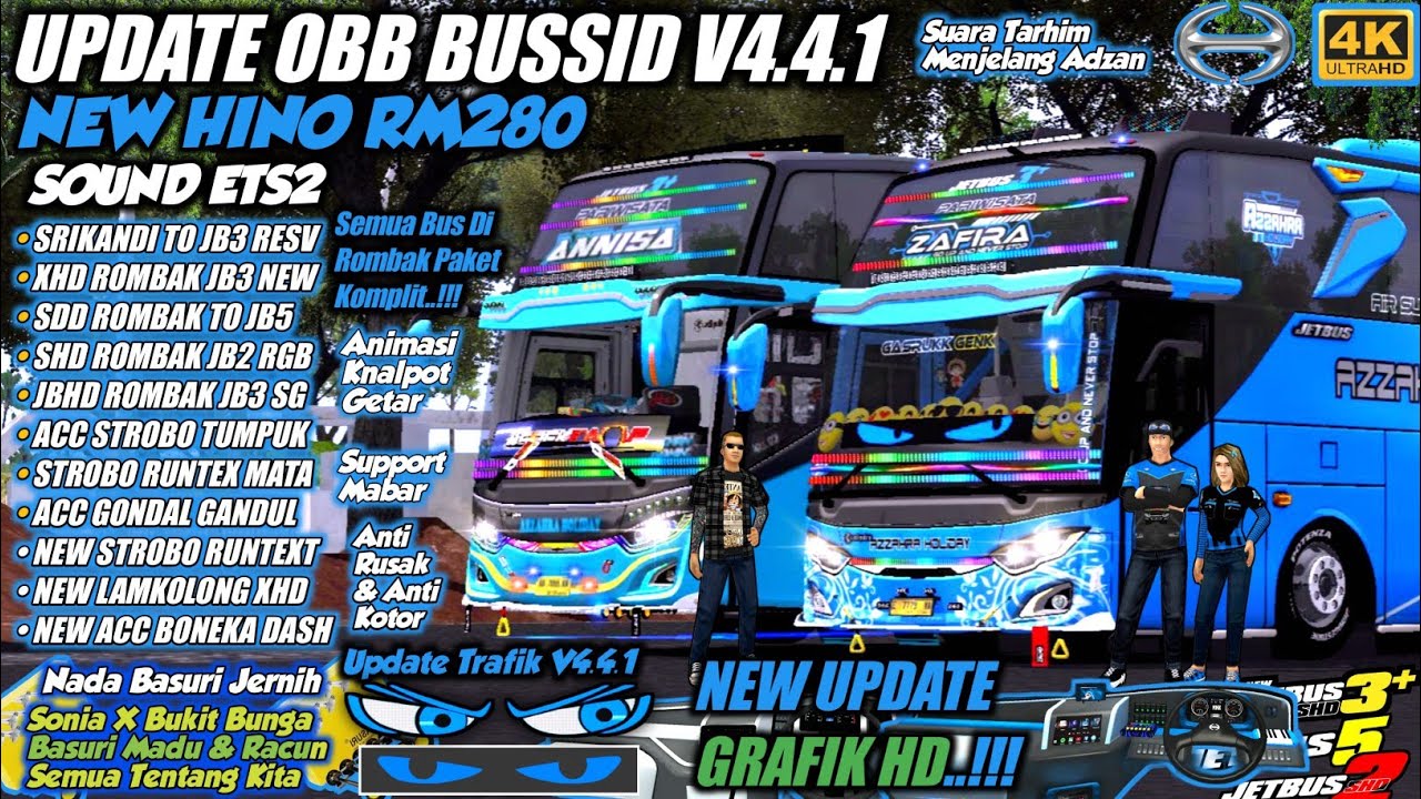 UPDATE AKSESORIS BUS  !! OBB BUSSID V4.4.1 HINO RM280 | GRAFIK HD TERBARU | Bus Simulator Indonesia