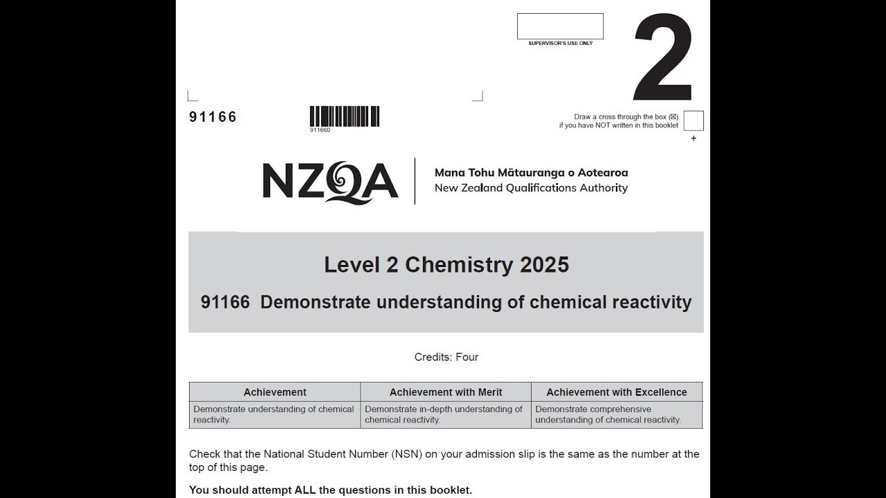 Full Exam Walkthrough NCEA 2 Chemistry AS91166: Demonstrate Understanding of Chemical Reactivity