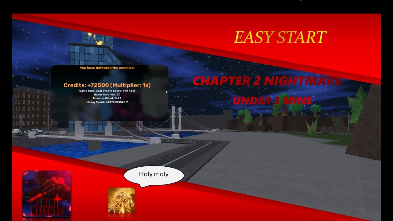 Grind,Speedrun CHAPTER 2 NIGHTMARE under 3 mins... | Skibi Defense