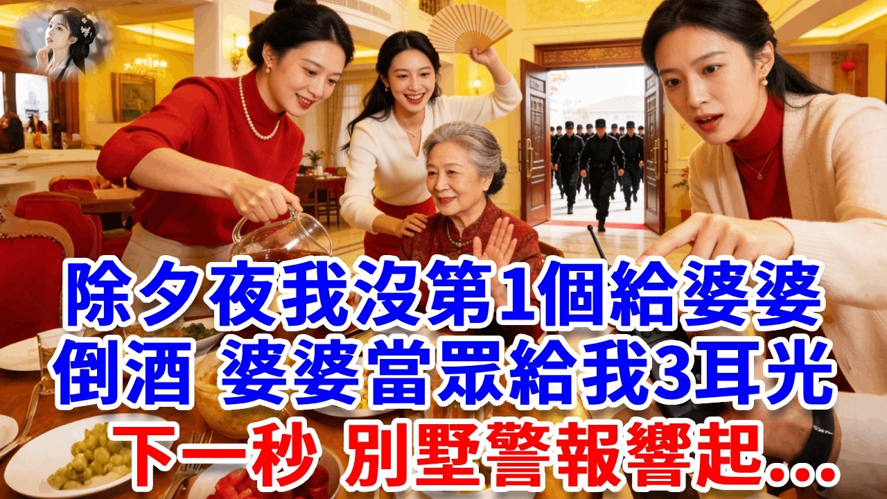 除夕夜我沒第一個給婆婆倒酒，婆婆當眾給我3耳光，丈夫：沒規矩的東西凍死算了！下一秒，別墅警報響起，100黑衣人包圍庭院，婆家嚇得瘋狂發抖！#詩涵講故事#為人處世#生活經驗#情感故事#晚年哲理#說故事