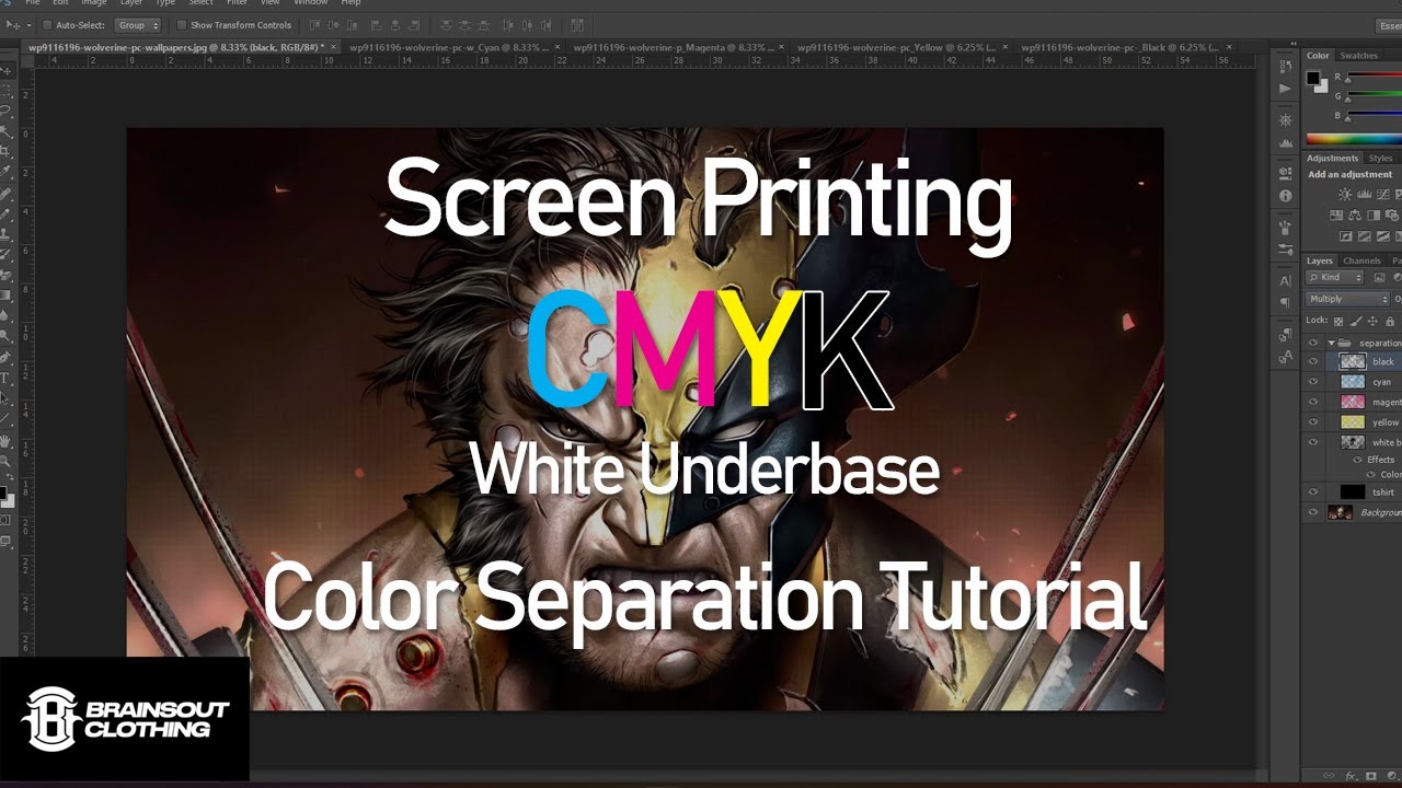 Color Separation (CMYK with White Underbase) | Photoshop Tutorial | Screen Printing