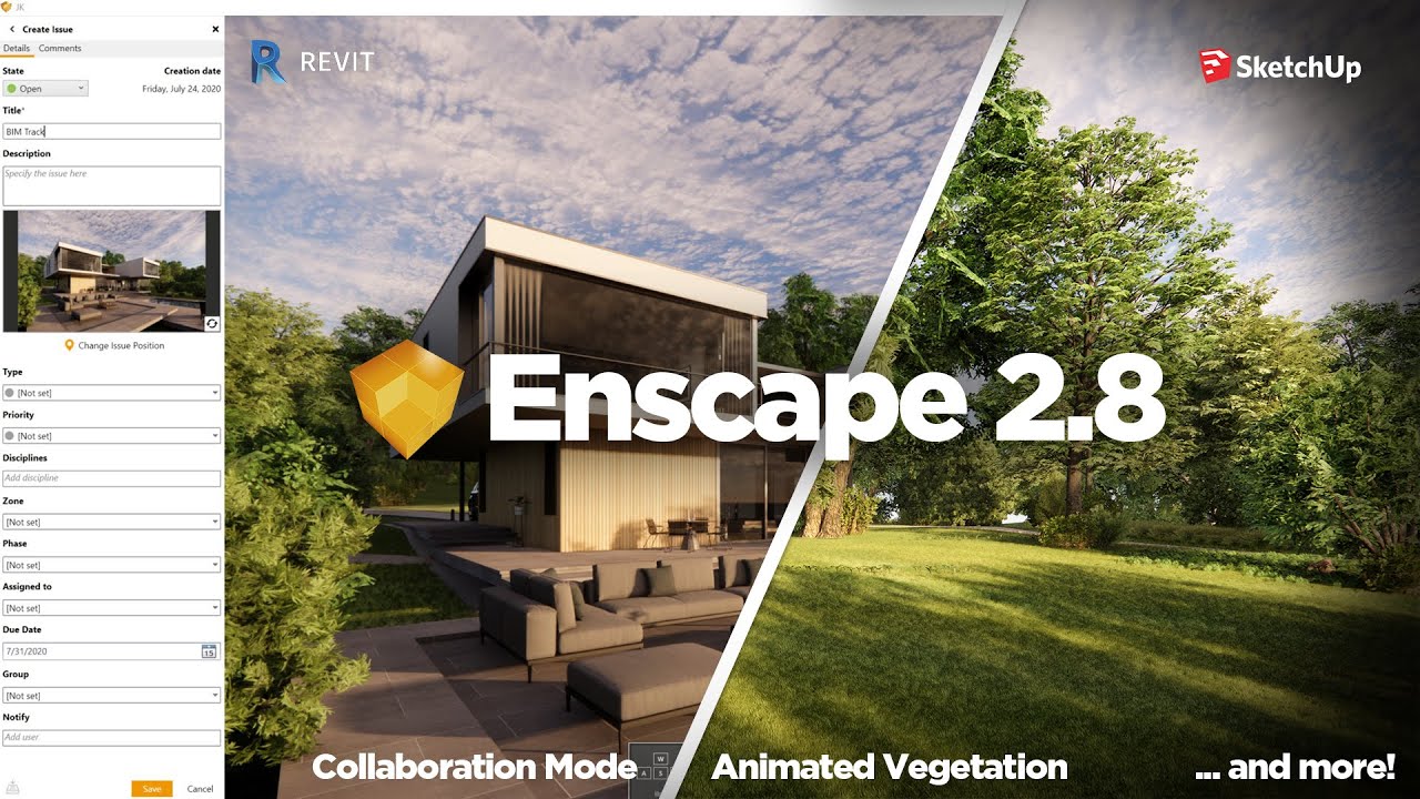 Enscape 2.8 Update - Collaboration mode, Animated Vegetation, and More Assets!