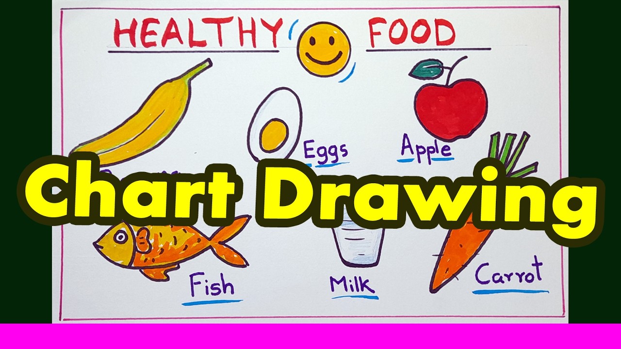Healthy Food drawing | Healthy Food Chart Hand Drawing For Kids | Educational Chart Drawing