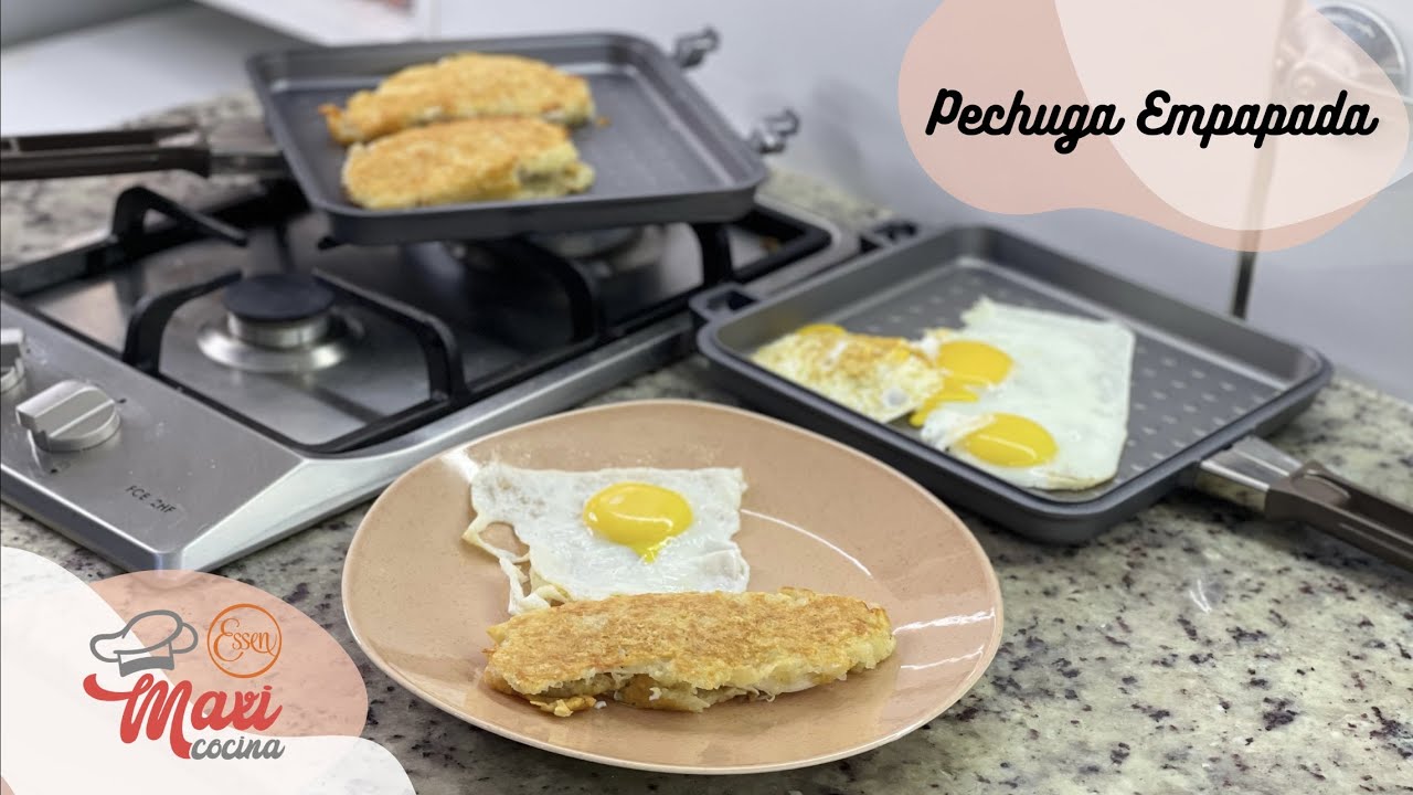 Pechuga empapada en la Flip 2.0 mas huevos fritos sin aceite