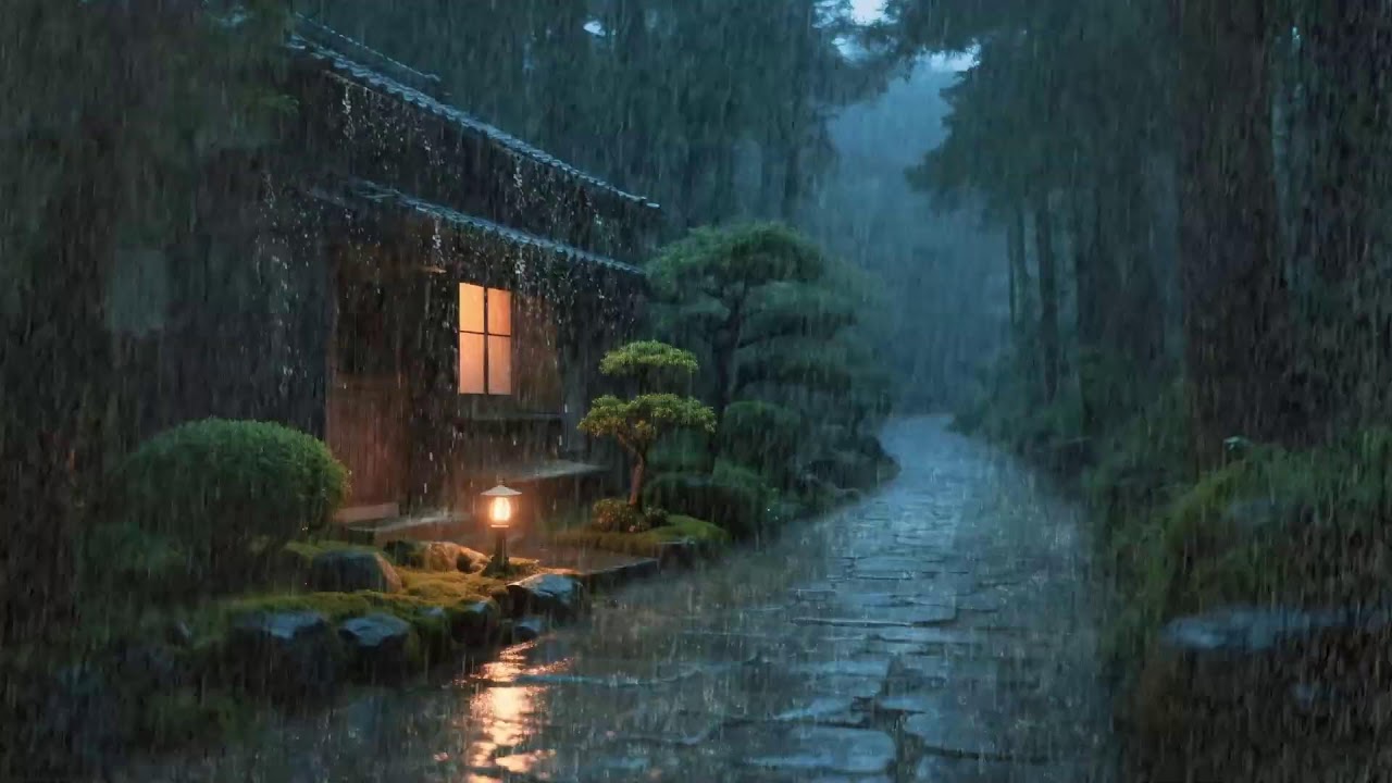 Pensées rapides – Son de pluie doux – Nuit pluvieuse autour de la maison – Apaisement 💫🌧️